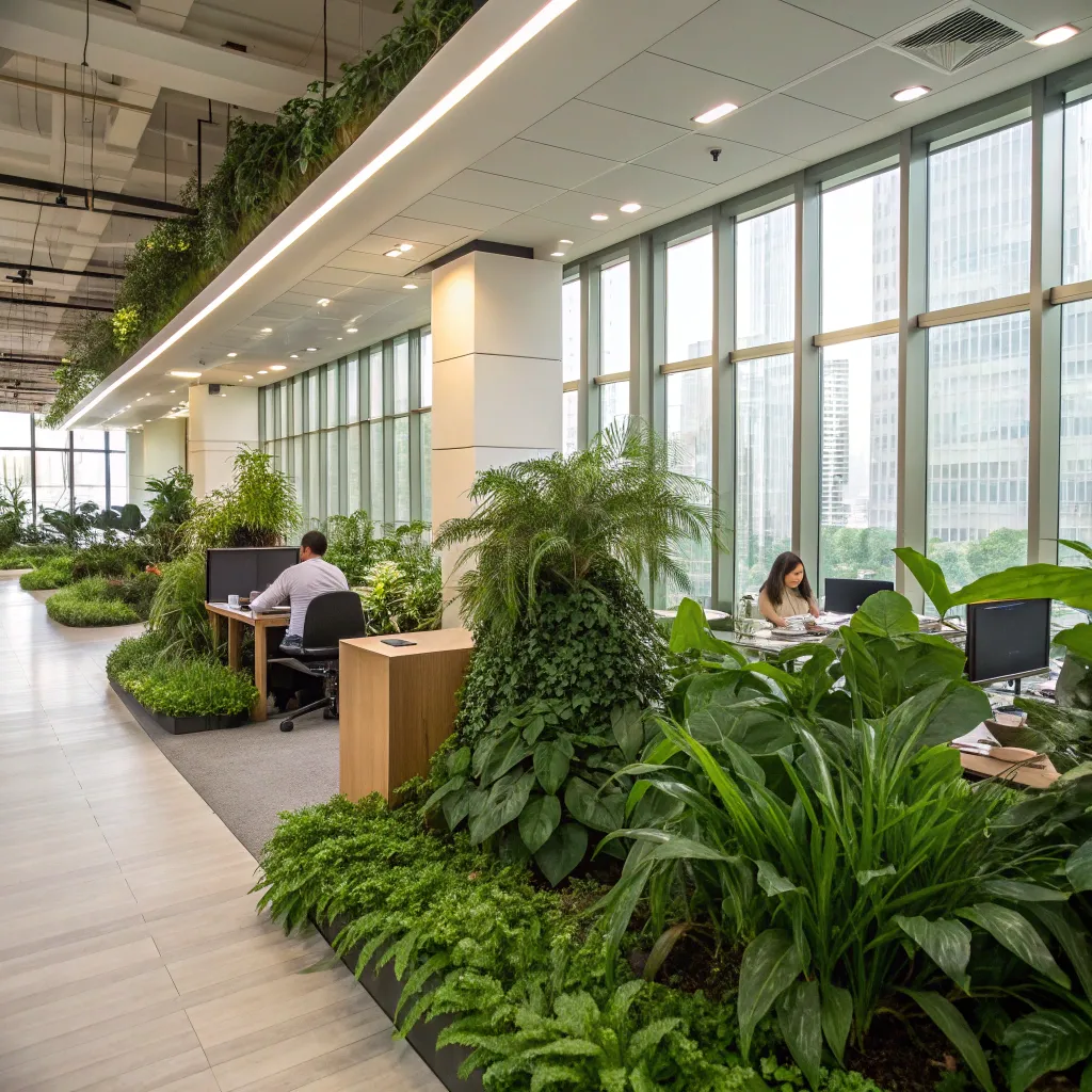 Office with indoor green nature setup